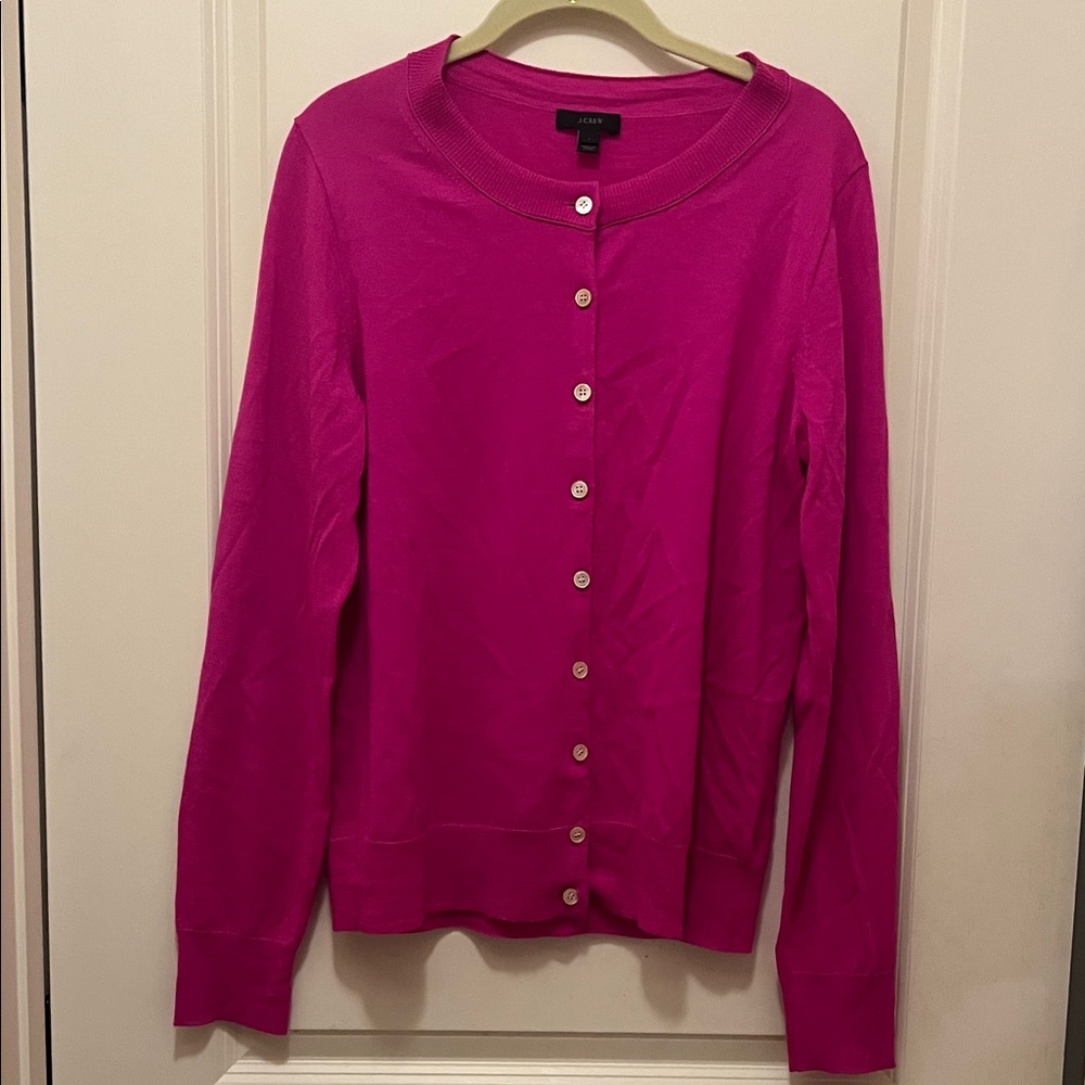 J. Crew Fuchsia Button-Up Cardigan